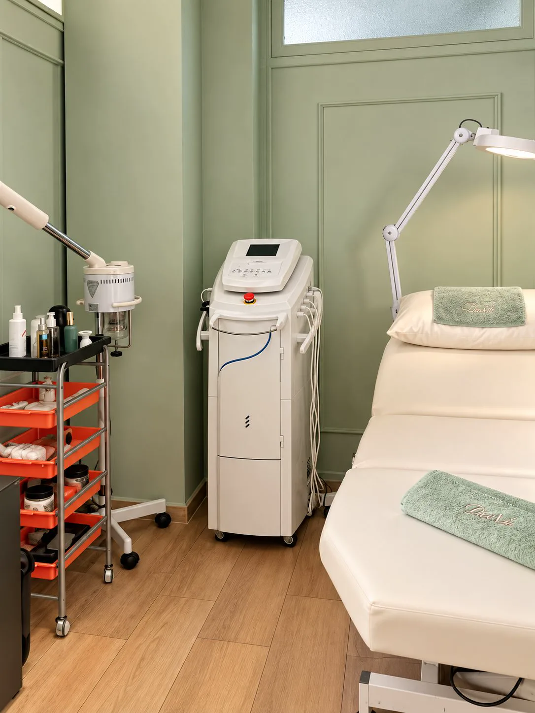 Cabine équipée pour les soins du visage